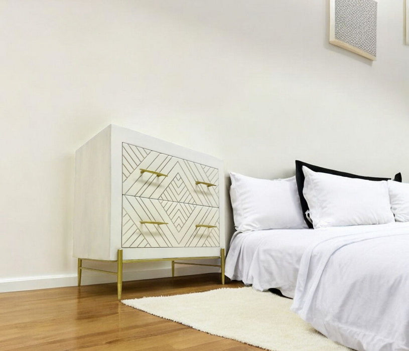 28" Two Drawer Nightstand - White