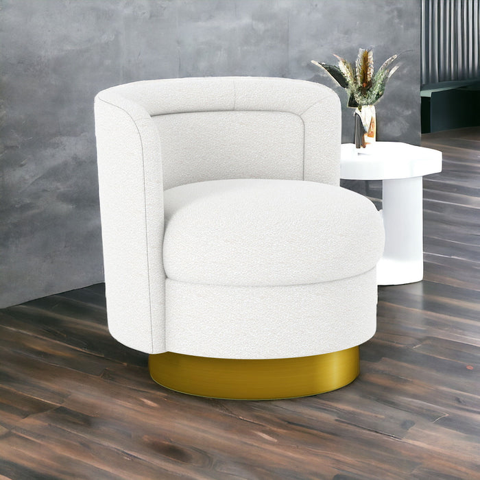 Boucle Swivel Slipper Chair - White And Gold