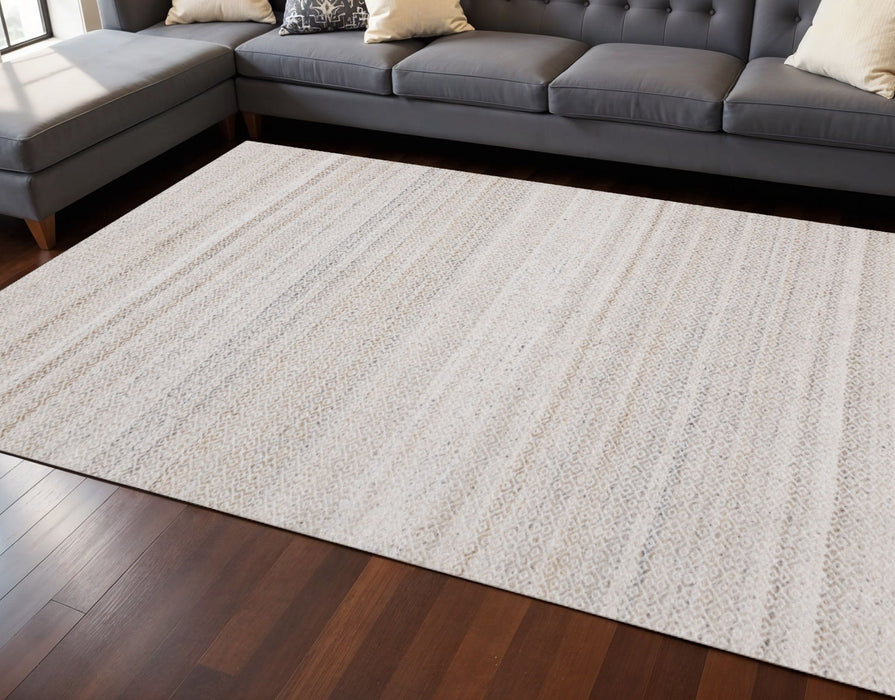 8' X 11' Geometric Hand Woven Area Rug (661338) - Cream / Beige