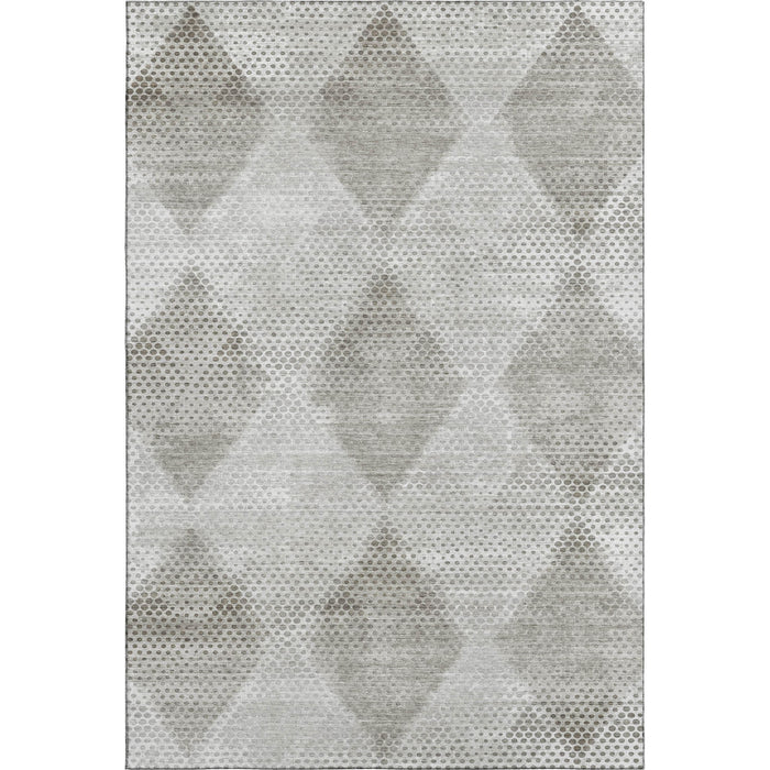 5' X 8' Geometric Washable Area Rug With UV Protection (648186) - Gray / Ivory