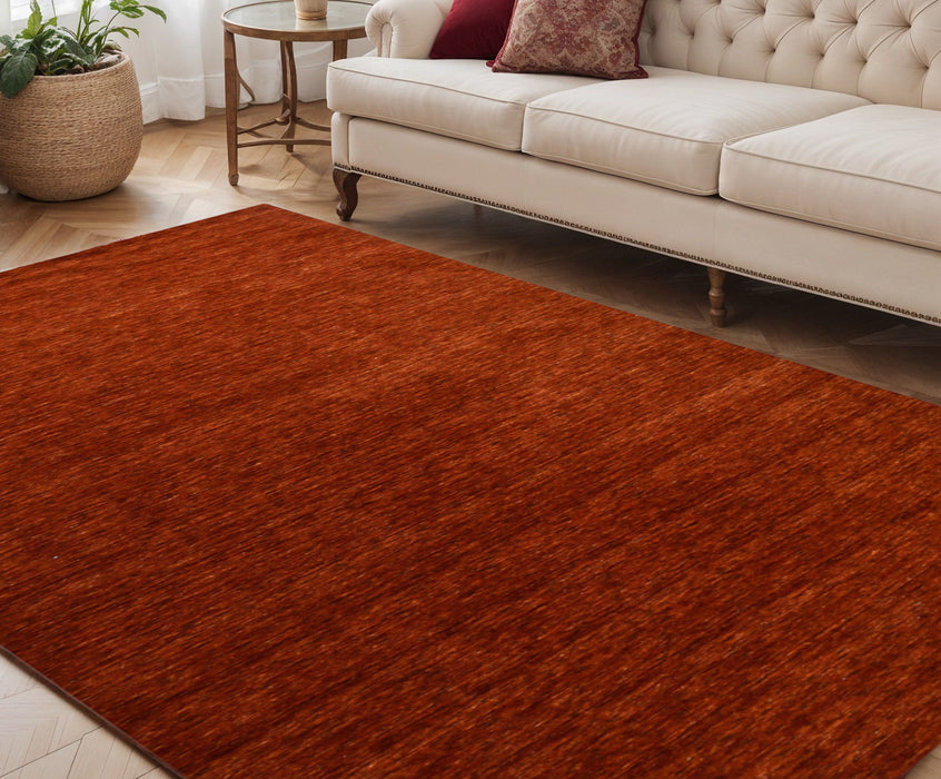 5' X 8' Wool Hand Woven Area Rug - Red