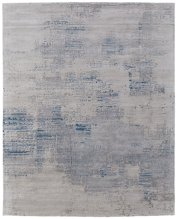 10' x 14' Abstract Hand Tufted Area Rug - Gray Taupe And Blue