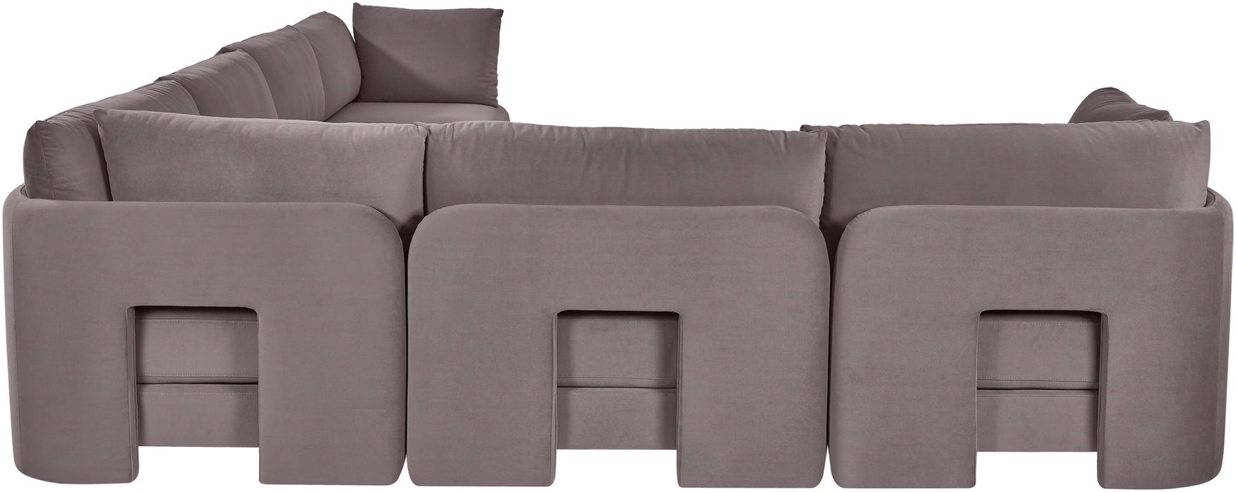Meridian Furniture Hammond velvet performance fabric 6-piece corner sectional with plush upholstery and modern design.