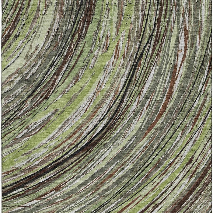 10' X 14' Abstract Washable Area Rug With UV Protection (717608) - Sage / Ivory