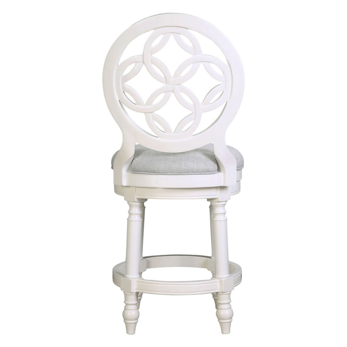 Fabric Solid Wood Counter Height Swivel Bar Chair - Gray / White