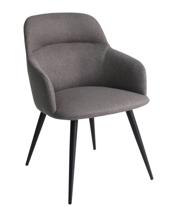 Upholstered Fabric Metal Dining Arm Chair - Gray