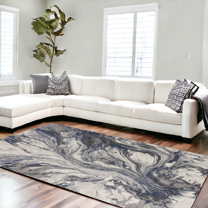 8' x 11' Machine Woven Abstract Watercolor Indoor Area Rug - Gray