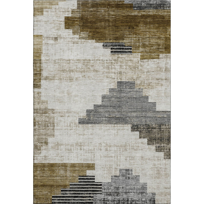 10' X 14' Geometric Washable Area Rug With UV Protection (704921) - Brown / Gray