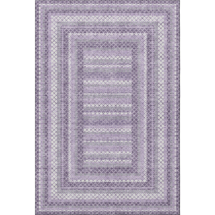 10' X 14' Geometric Washable Area Rug With UV Protection (710885) - Lavender / Ivory