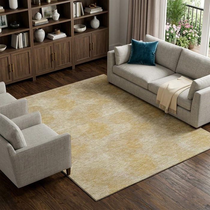 10' X 14' Abstract Washable Area Rug With UV Protection (677165) - Gold / Beige