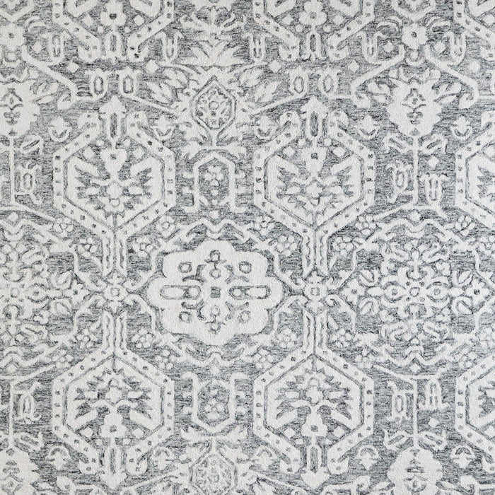 10' X 14' Geometric Hand Tufted Area Rug - Gray And White