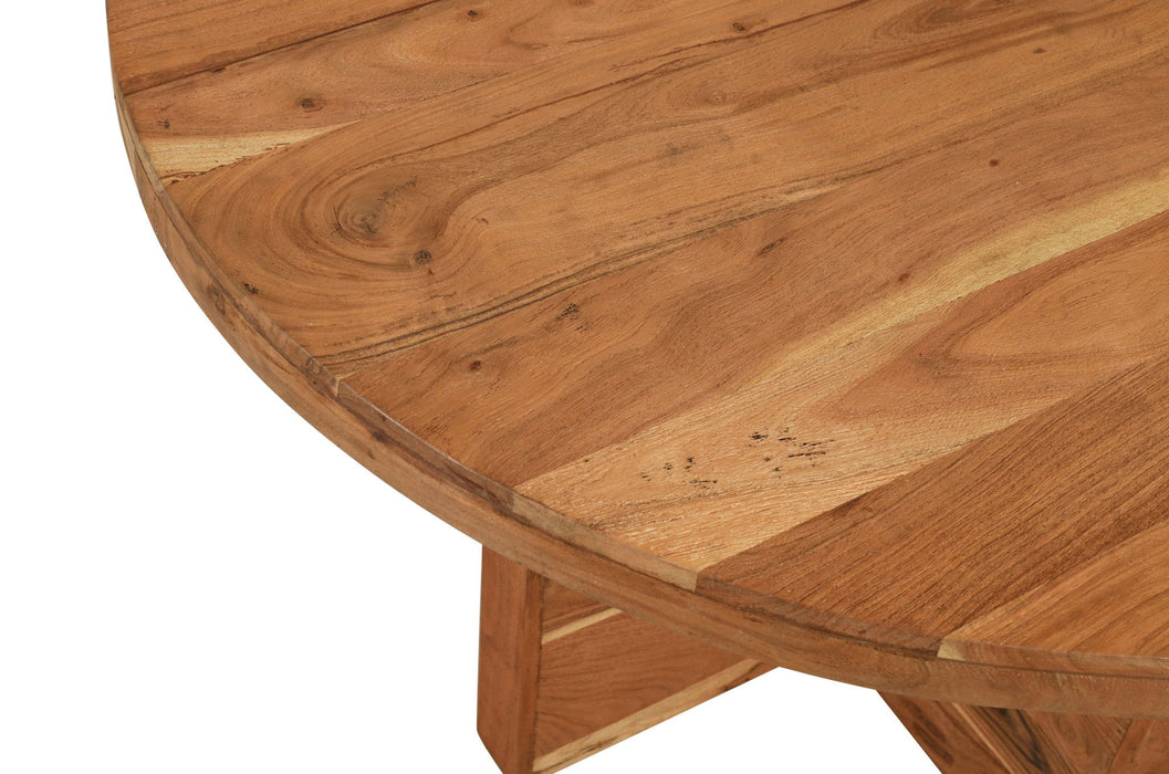 48" Rounded Solid Wood Dining Table - Natural