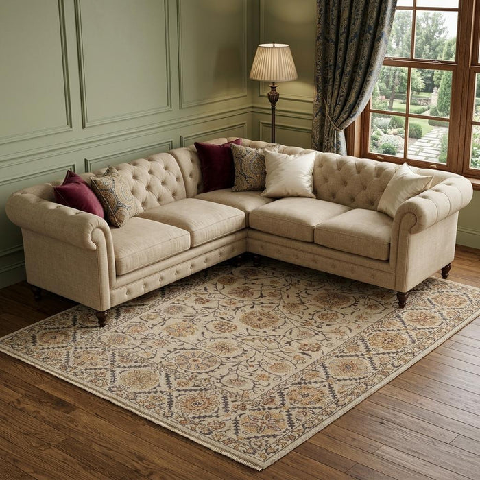 9' X 12' Wool Oriental Hand Knotted Area Rug (744097) - Tan / Gray / Red