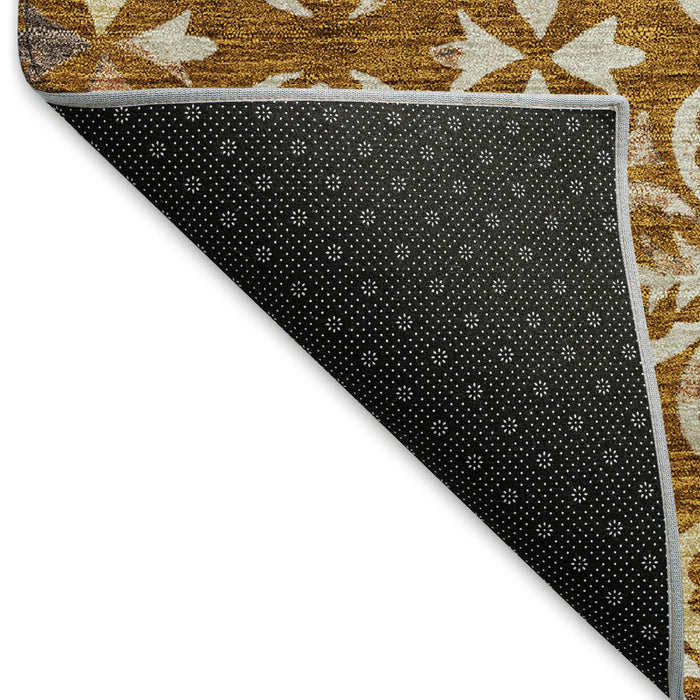 10' X 14' Floral Washable Area Rug With UV Protection (673963) - Rust / Beige
