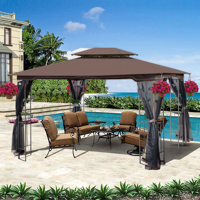 Giga patio gazebo tent with ventilated double roof and mosquito net, ideal for backyard or garden outdoor shade and protection