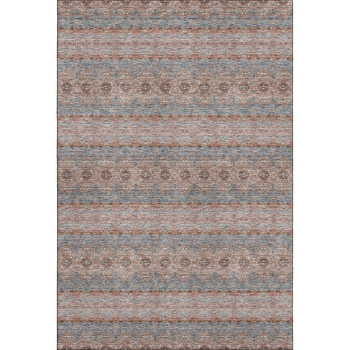 10' X 14' Floral Medallion Washable Area Rug With UV Protection (651340) - Chili Red / Gray / Ivory