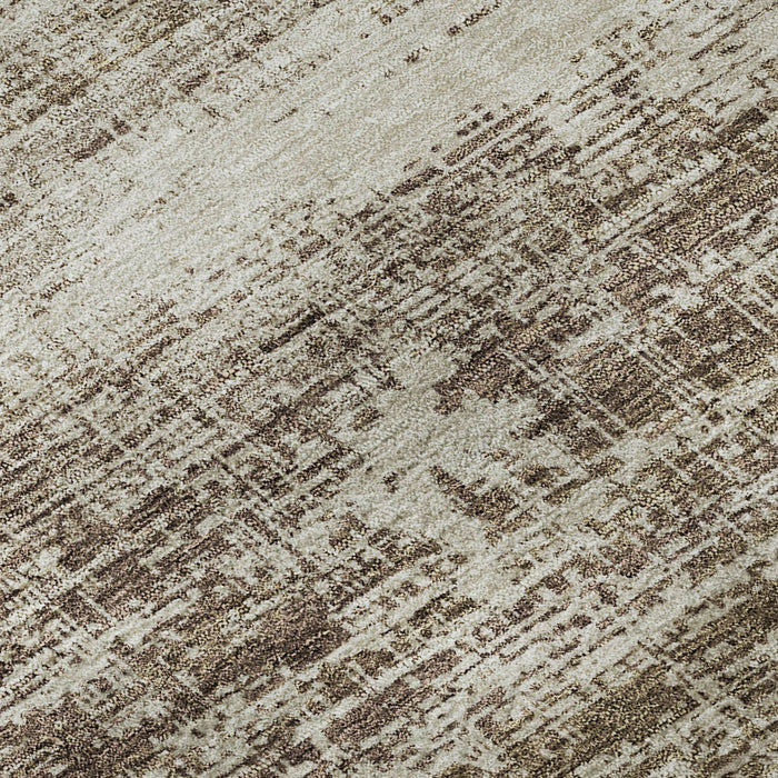 10' X 14' Abstract Washable Area Rug With UV Protection - Brown And Beige
