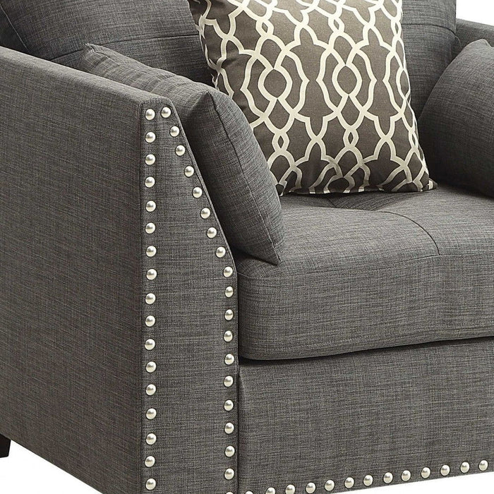 Linen Arm Chair - Charcoal And Brown