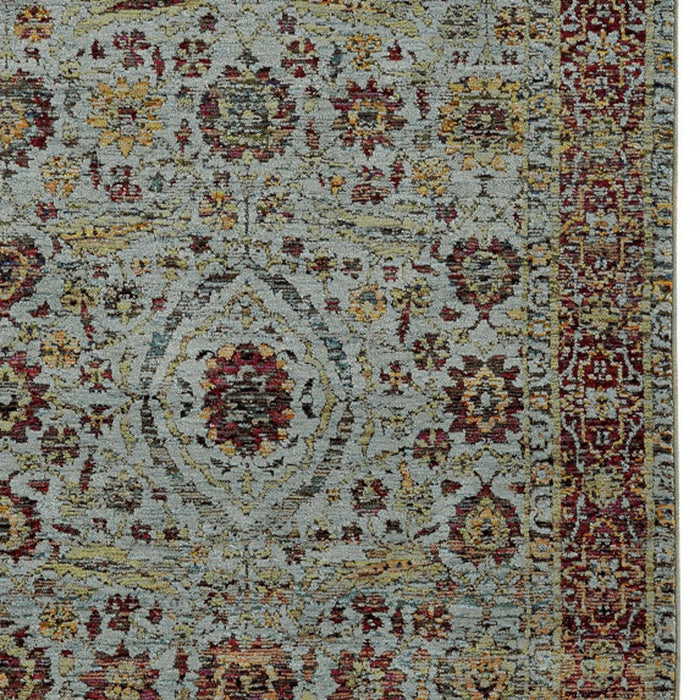 5' x 7' Oriental Power Loom Area Rug - Blue And Green