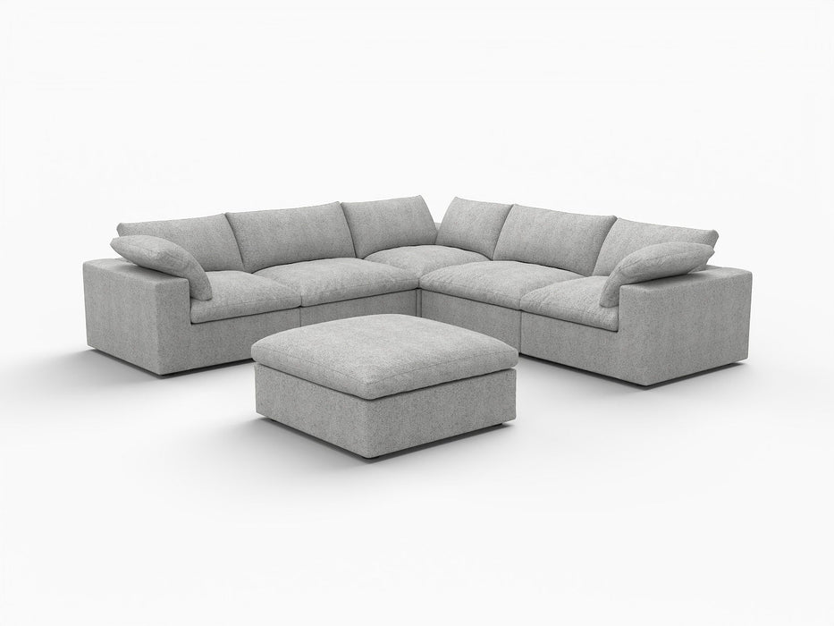 Blend Modular L Shaped Six Piece Corner Sectional - Light Gray