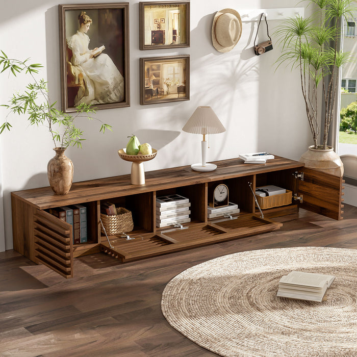Walnut TV stand by Giga with cable management and soft closing hinges, designed for modern entertainment centers.