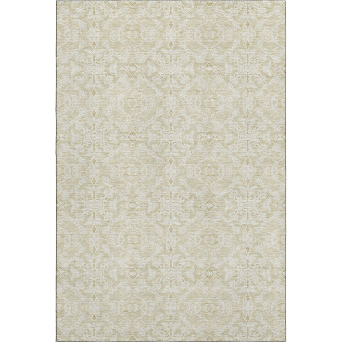 8' X 10' Medallion Washable Area Rug With UV Protection - Tan And Beige