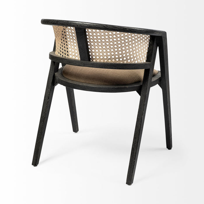 Upholstered Linen Open Back Dining Arm Chair - Gray