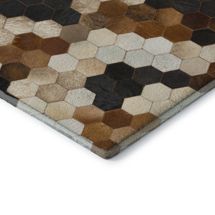 10' X 14' Geometric Washable Area Rug With UV Protection (644718) - Black / Brown / Ivory