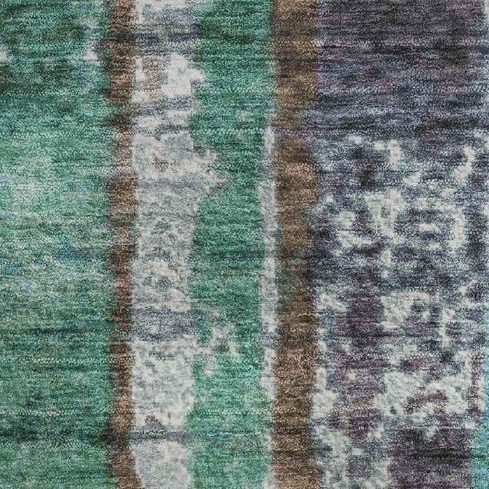 10' X 14' Striped Washable Area Rug With UV Protection (707803) - Teal / Green / Ivory