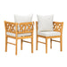 Set of two Giga farmhouse modern dining corner chairs with handwoven rattan backrests and solid wood legs in natural and white finish.