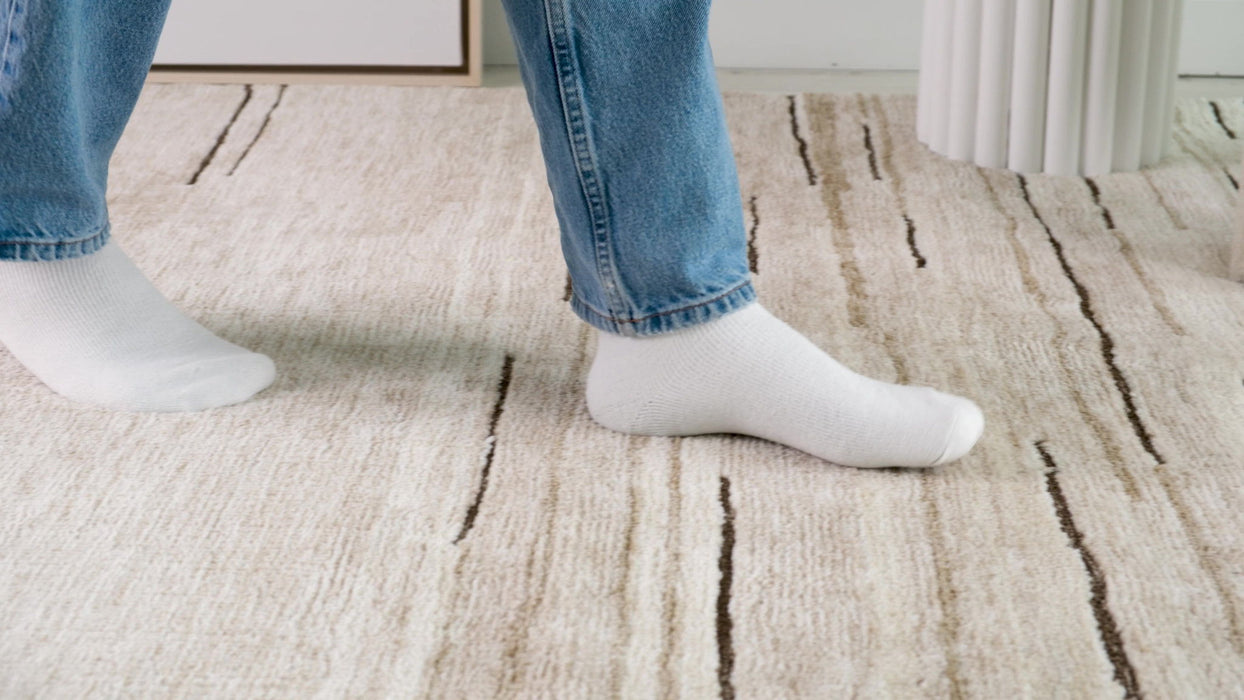 8' x 11' Abstract Power Loom Distressed Non Skid Area Rug - Beige And Brown