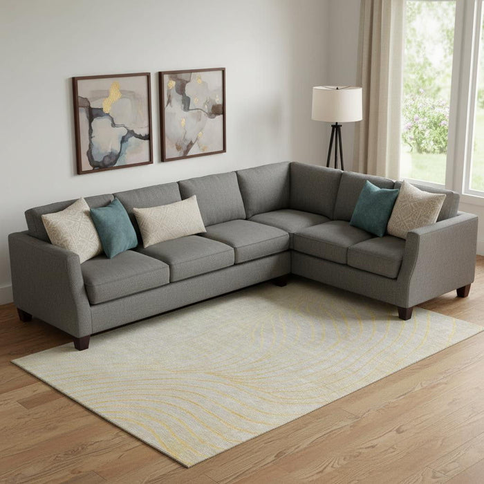 10' X 14' Abstract Washable Area Rug With UV Protection (718109) - Gold / Silver