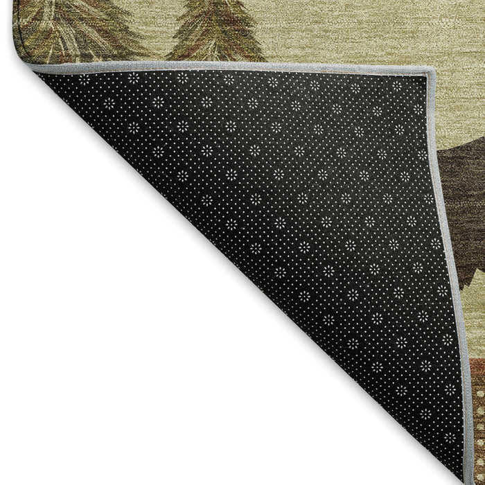 10' X 14' Lodge Animal Print Washable Area Rug With UV Protection - Brown