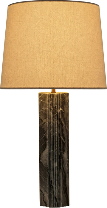 Linen textured fabric table lamp by Meridian Furniture with a stylish, modern design suitable for living room or bedside lighting.