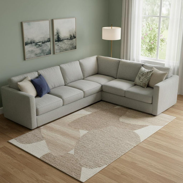 12' X 15' Wool Abstract Hand Tufted Area Rug (567610) - Brown / Tan / Ivory