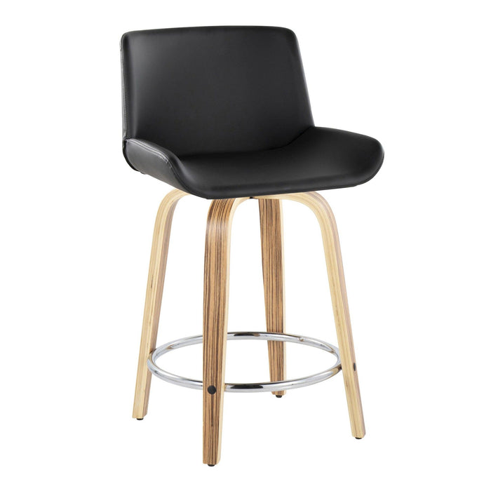 Santi - 24" Fixed-Height Counter Stool With Swivel - Zebra Wood (Set of 2)