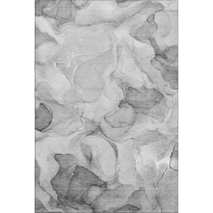 9' X 12' Abstract Washable Area Rug With UV Protection (646715) - Gray / Ivory