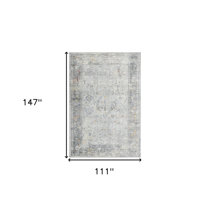 9' X 12' Transitional Medallion Area Rug - Gray