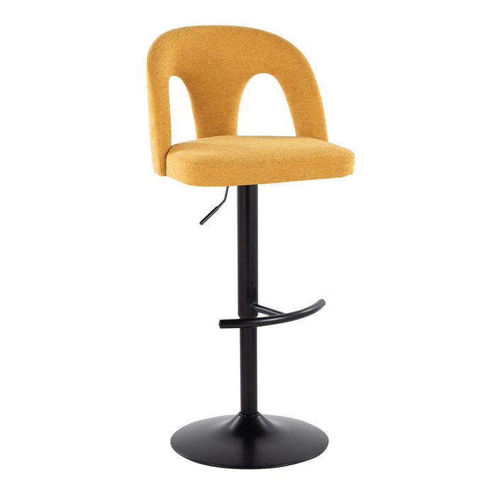 Ava - Upholstered Adjustable Barstool (Set of 2) - Black Metal