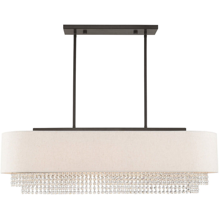 21" Five Light Dimmable Chandelier With Shades - Bronze