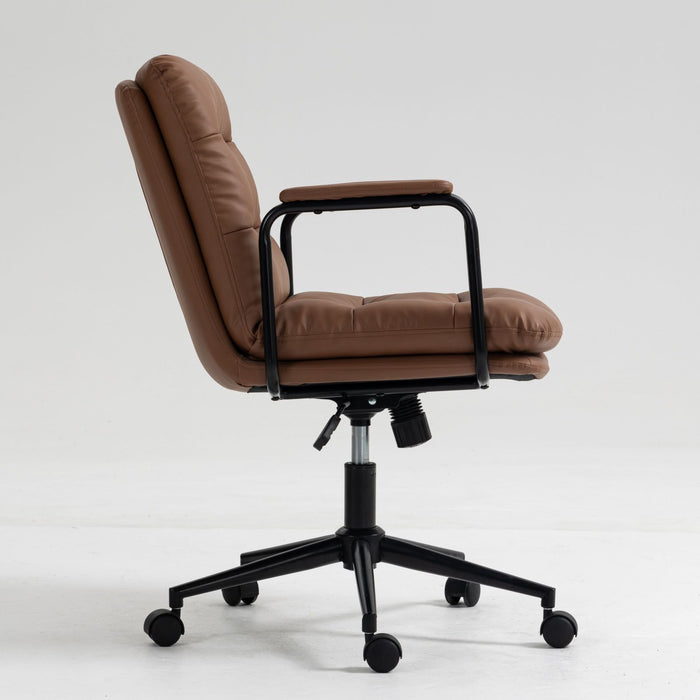 Giga mid-back ergonomic office swivel chair with wheels, padded armrests, and adjustable height for home or desk use.