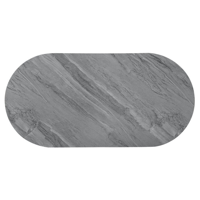 47" Wood And Steel Oval Coffee Table With Drawer - Gray