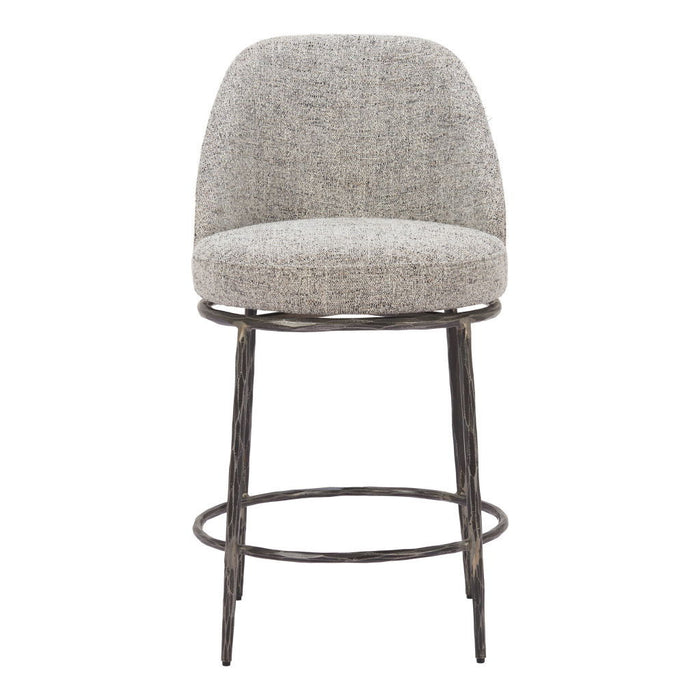 24" Fabric And Steel Counter Height Swivel Bar Chair - Gray / Black