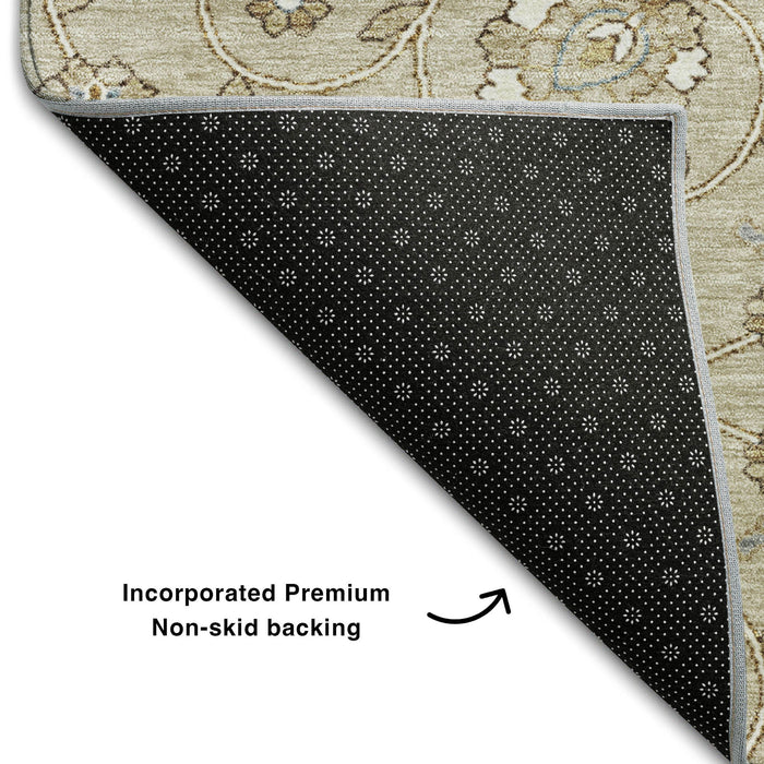 10' X 14' Moroccan Washable Area Rug With UV Protection (686795) - Beige / Gray / Ivory