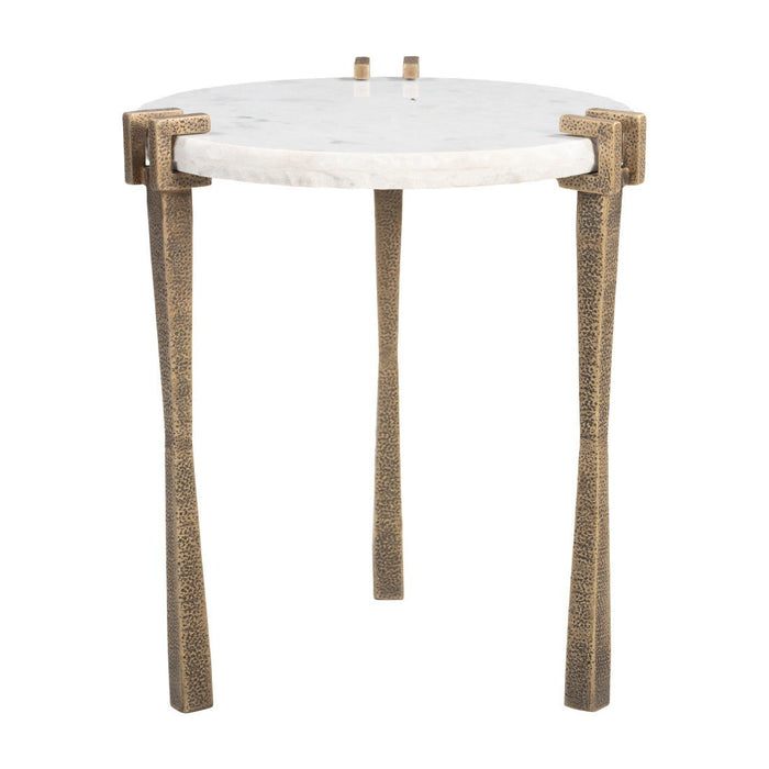 22" Iron Pedestal End Table - White
