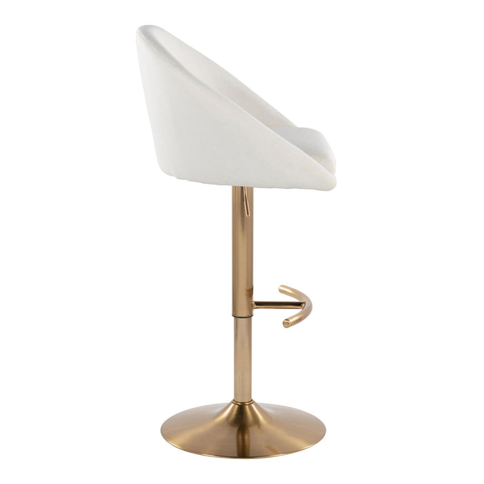 Matisse - Highback Adjustable Barstool With Rounded T Footrest (Set of 2) - Gold Metal