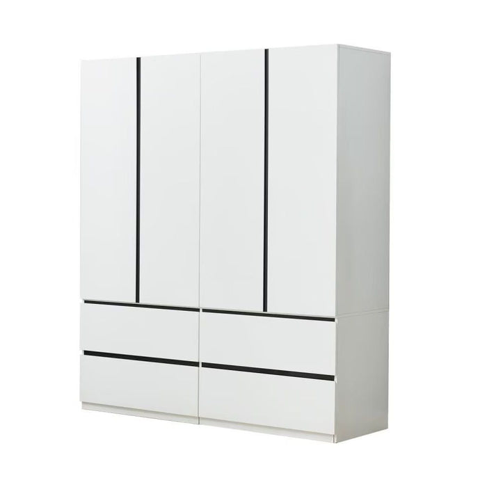 74" Four Door Four Drawer Combo Dresser - White And Black