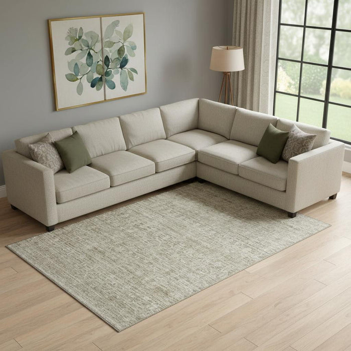 10' X 14' Striped Washable Area Rug With UV Protection (699981) - Taupe / Beige
