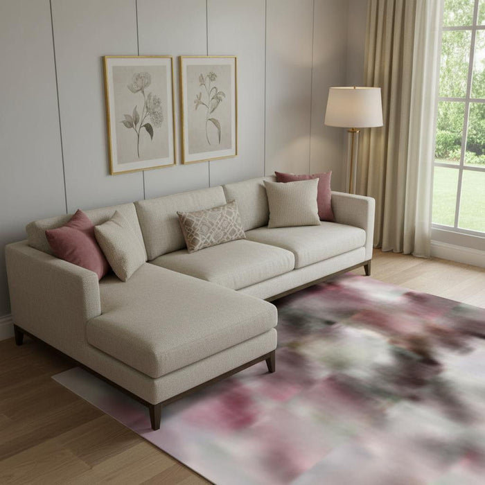10' X 14' Abstract Washable Area Rug With UV Protection (718496) - Blush / Wheat