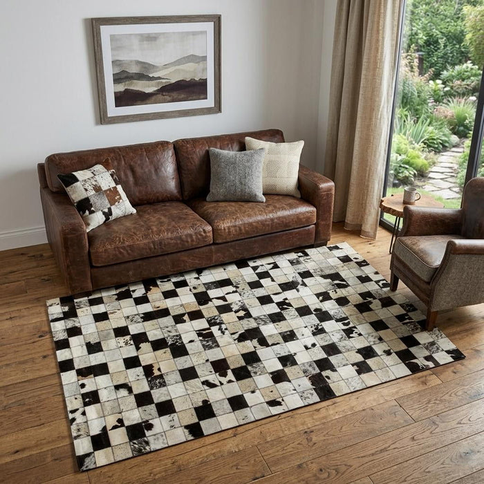 5' X 8' Cowhide Patchwork Area Rug (544470) - Black / White